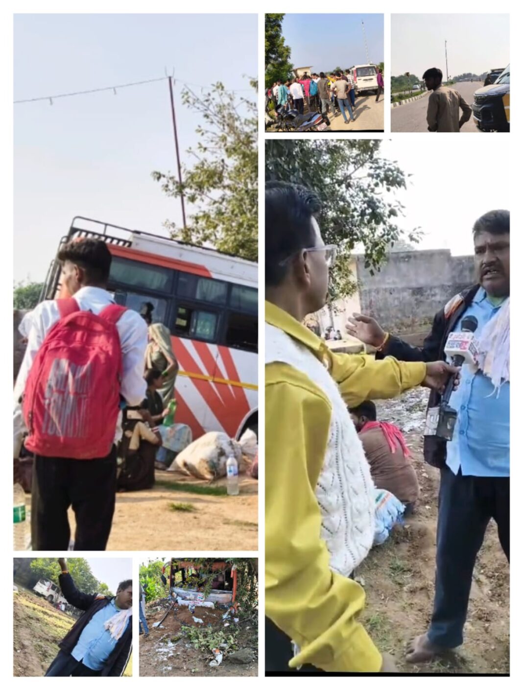 भेल चौकी क्षेत्र में बस दुर्घटनाग्रस्त, 30 से अधिक यात्री घायल